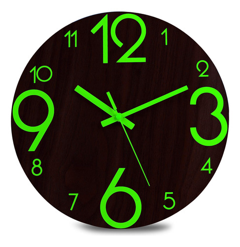 Plumeet Reloj De Pared Luminoso, Reloj De Madera Silencioso