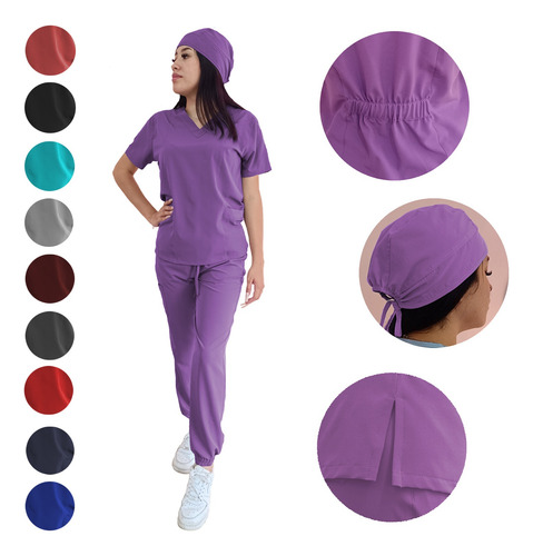 Uniforme Quirúrgico Pijama Scrub Filipina Pantalón Cofia Blanco 32
