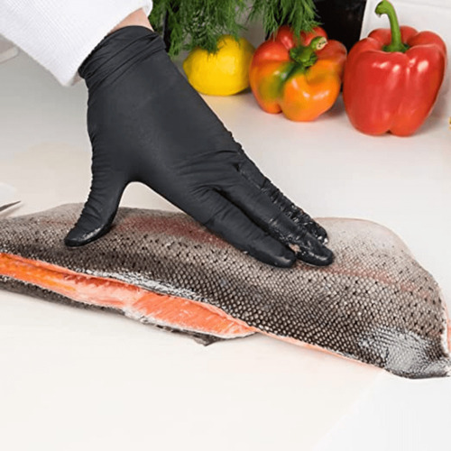 Guantes Negros Desechables, Protección Resistente A Ácidos Y Color Negro Talla M