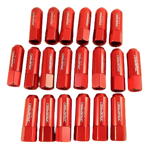 M12x1.5 60mm Rojo 20pc Aluminio Forjado Extendido Tuner Raci