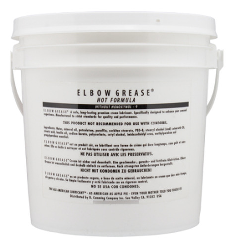 Lubricante Elbow Grease Cream Caliente Fisting 1/2 Galon Sabor