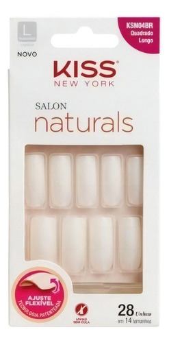 Unhas Postiças Kiss New York Salon Natural Longo Quadrado