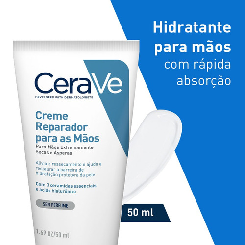 Crema de manos reparadora sin perfume Cerave, 50 ml