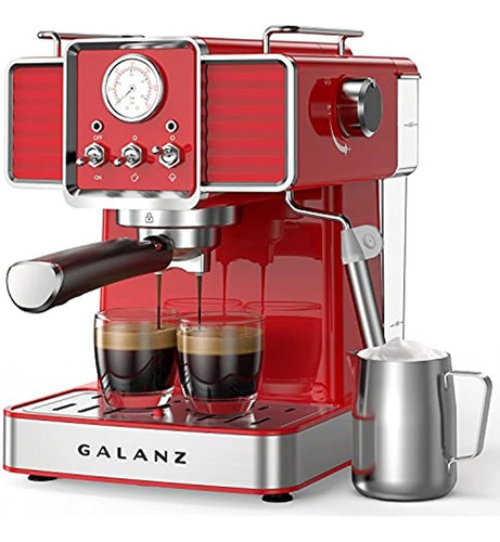 Máquina De Espresso Retro Galanz Con Espumador De Leche, Bom