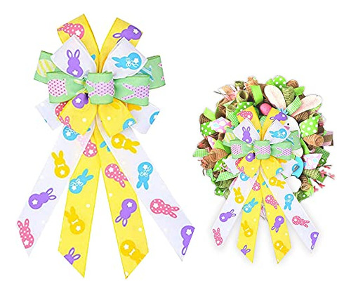 Large Easter Bows For Wreath, Spring Easter Colorful Bu...