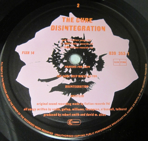 The Cure -disintegration Insert Importado Europa Lp