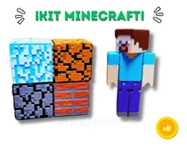 Comprar Kit Minecraft 1 Muñeco Steve Y 4 Bloques Magnéticos Película 5 Steve Y 4 Cubos Minecraft