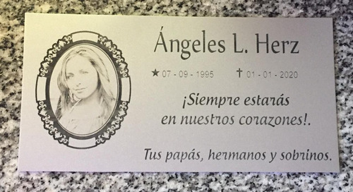 Imagen 2 de 2 de Placa Cementerio Recordatoria De Metal 30x20 Pc102