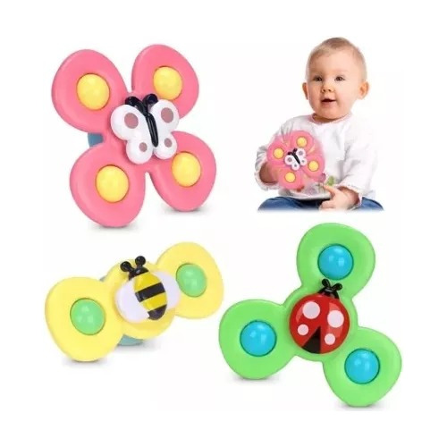 Juguetes  Giratorios Pack X3 Spinner Con Ventosas Para Bebe