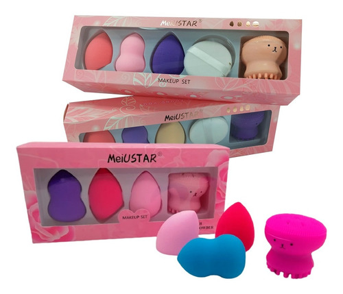 Set De Maquillaje X 4 Esponjas Beauty Blender + Pulpo Facial
