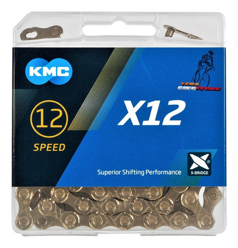 Kmc Gold Cadena Bicicleta X12 Vel Shimano Sram 126 Links