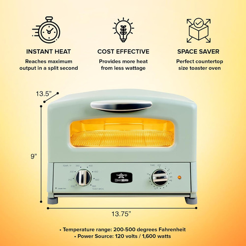 Horno Tostador De Grafito Para Encimera Color Verde Oliva