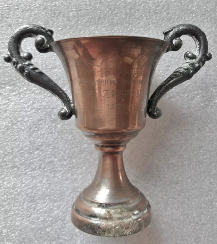 Trofeo Copa Bañado En Plata De 10x10cm Con Detalles, Años 70