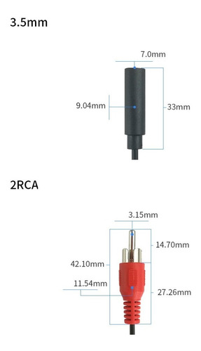 Imagen 5 de 8 de Cable Adaptador Estereo 2 Rca Machos A Aux 3.5mm Hembra