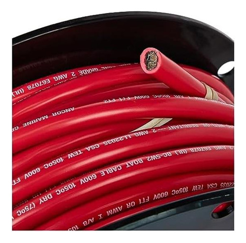 Cable Batería Cobre Ancra 2 Awg (32 Mm2) Rojo 100