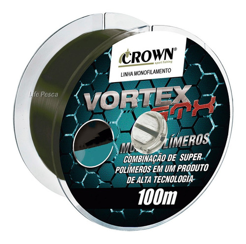 Linha Mono Crown Vortex Gtx 0.30mm 20lb/9,10kg / 100 Metros