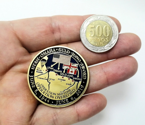 Moneda Militar, Conmemorativa Día D 6 Junio 1944, Dorada