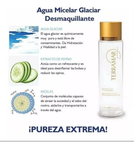 Agua Micelar Glaciar Desmaquillante Terramar 240 Ml