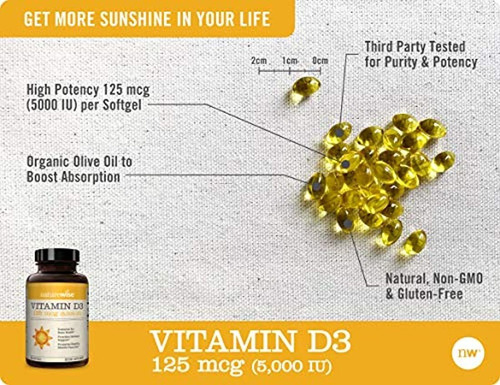 Suplemento Naturewise Vitamina D3 5000 iu En Aceite De Oliva