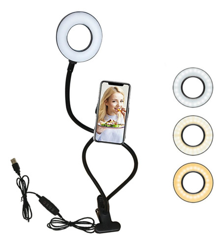 Selfie Anillo De Luz Led 10 Cm + Soporte Para Celular