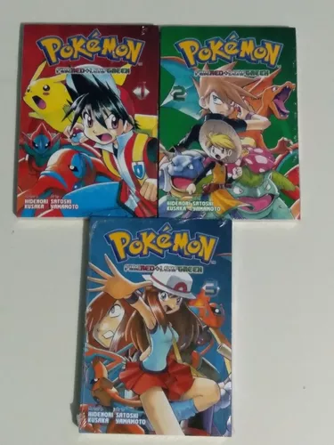 Mangá Pokémon Fire Red & Leaf Green Coleção Em 3 Volumes