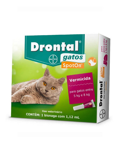 Drontal Spoton Vermífugo Para Gatos De 5kg A 8kg