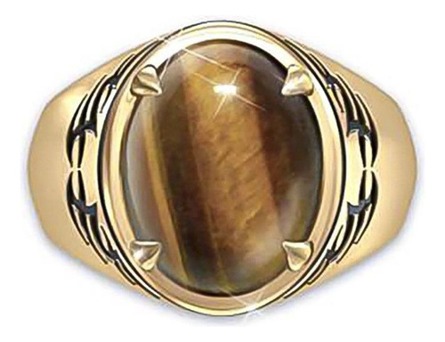 Anillo Con Estampado De Piedra De Ojo De Tigre Para Hombre,