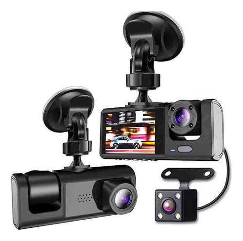 Dash Cam Grabador Dvr 2puLG Hd 1080p Para Coche 3 Cámaras