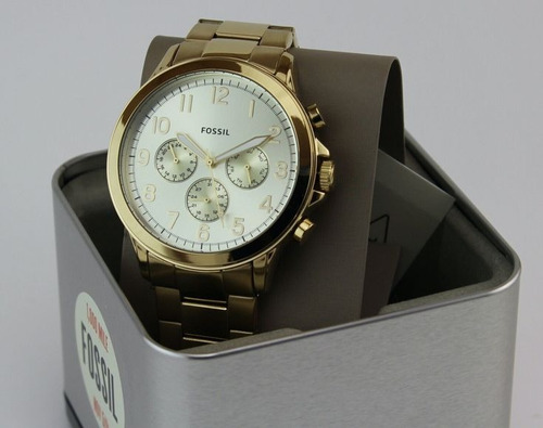 Relógio Fossil Bq2542 Original Com Nota Novo Com Box Dourado Dourado Prateado