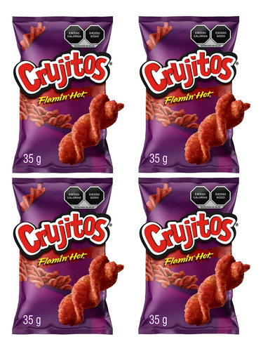 4 Botana Crujitos Flamín'hot 35 Gr C/u