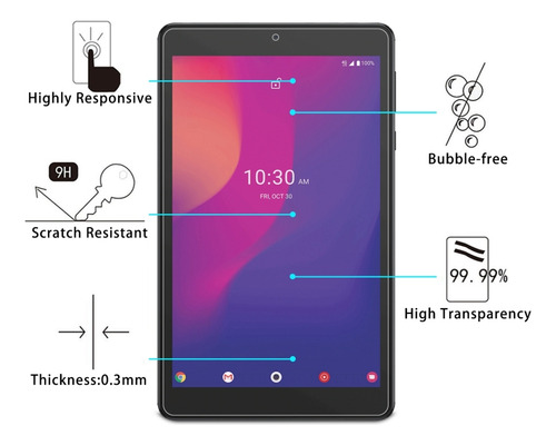 Compatible Película De Vidrio Para Alcatel Joy Tab 2/3t 8.0