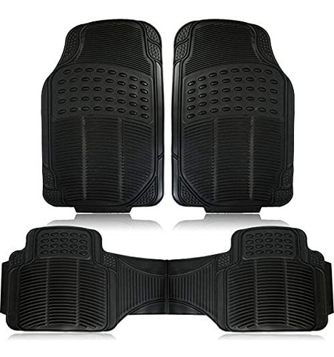 Zonetech Car Rubber Black Floor Mat- Zone Tech Set De Tchwl