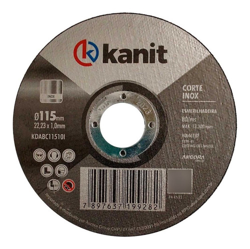 Kit 10 Disco De Corte Inox 4.1/2 Pol 115 Mm X 1,6 Mm Kanit