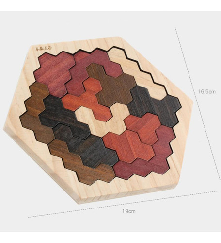 Y $ Madera Hexagonal Tangram Puzle 3d Color Madera Color