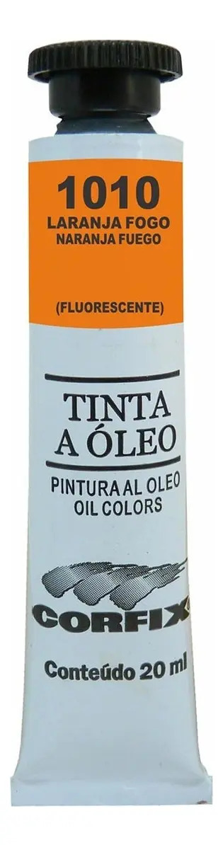 Tinta a Óleo Corfix Fluorescente Laranja Fogo 20ml para Telas