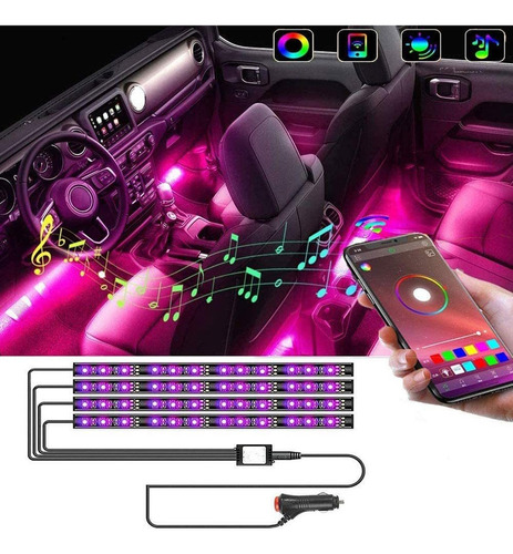 Coche Rgb Luz Interior Auto Lámpara Decoración Tiras Led