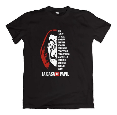 Remera La Casa De Papel Nombres Paises Dali Atracadores 