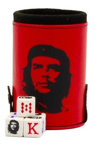 Cubilete Che Guevara Con Portadados. 5 Dados Grabados