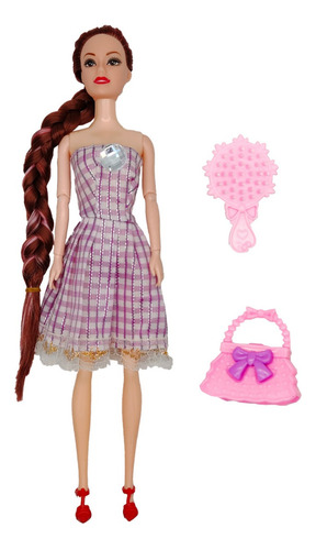 Muñeca Princesa Vestido Cuadros Juguete Niñas + Accesorios