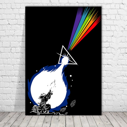 Cuadro Decorativo Anime Dragón Ball Goku Pink Floyd Arcoiris