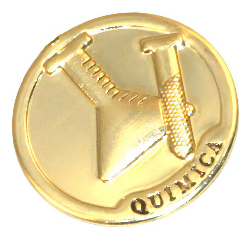 Broche Botton Profissão Química Folheado Ouro 18k