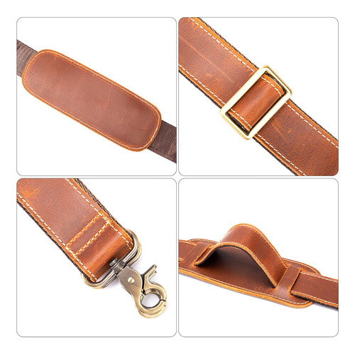 Alça De Bolsa De Couro Com Gancho De Metal Alça De Marrom