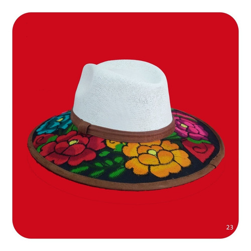 Imagen 10 de 10 de Elegante Sombrero Artesanal De Gamuza Bordado Mediano 3