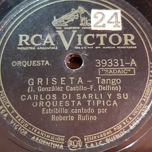 Pasta Carlos Di Sarli Roberto Rufino Rca Victor C392