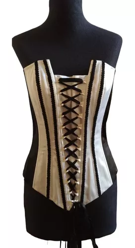 Corset Top De Mujer Negro Y Crema Único T.s Touch And Feel