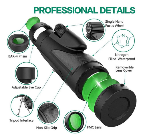 Telescopio Monocular De 12x50 Hd Trípode De Zoom De Teléfono