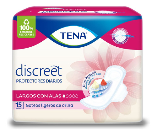 Protectores Diarios Tena Discreet Largo Alas X 15und