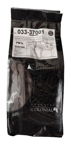 Chocolate Cobertura Colonial Amargo 70% Cacao 1 Kg Sin Tacc