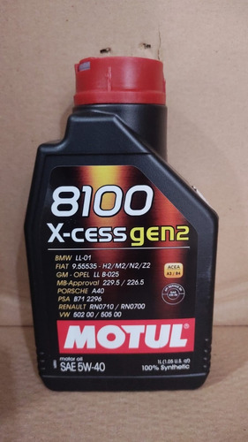 Óleo De Motor Motul 8100 X-cess Gen2 5w40 Sintético 1 Litro