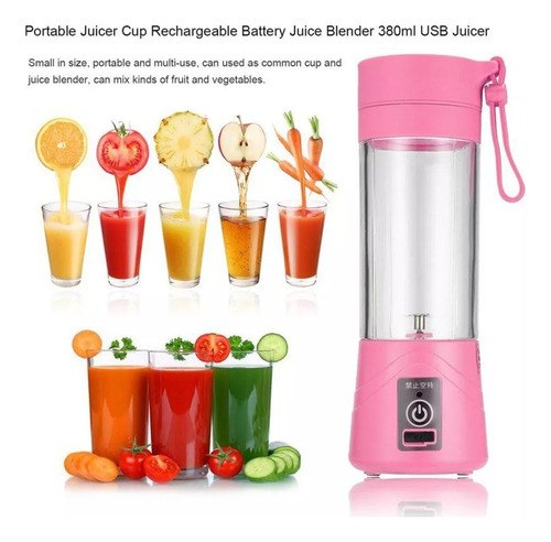 Mini Licuadora Portatil Recargable Cable Usb De 380ml